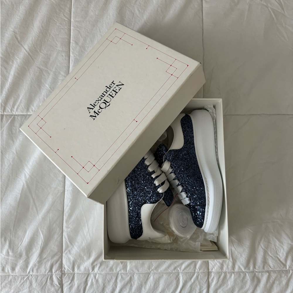 Alexander McQueen Women’s Oversized Glitter Sneakers - Navy